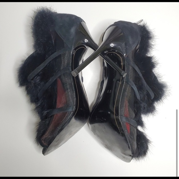 🚚 MOVING SALE Charles Jourdan PARIS real fur ankle heel booties - Picture 6 of 12